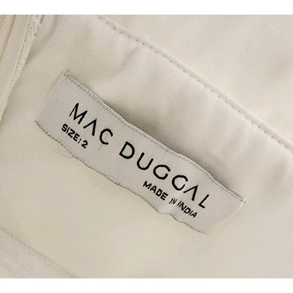 Mac Duggal Embellished Beaded Gown W/ Slight Brush Train White 10814 Size 2 New - Picture 3 of 9